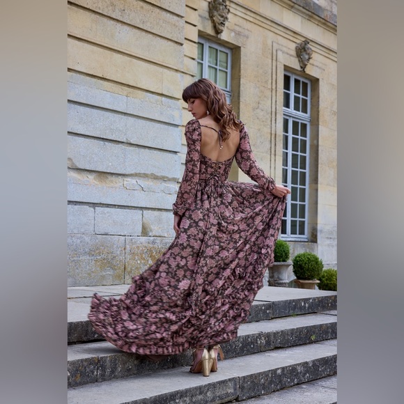 NWT V Chapman The Carmella Dress in Chocolate Peony Print Anthropologie - Picture 11 of 15